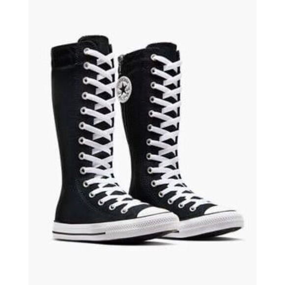 Converse Other - Converse Kids Size 2 Shoes NEW Knee High Chuck Taylor All Star XHi Black Zip Up
